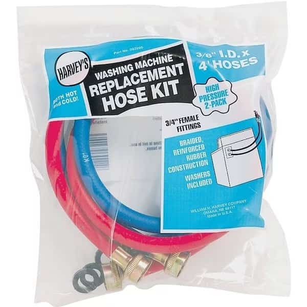 0 Washing Machine Inlet Hose, 38 in ID, 4 ft L, Female, EPDM Rubber