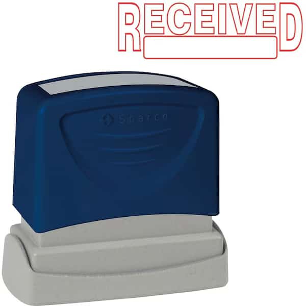 Sparco‚Ñ¢ Pre-Inked Message Stamp, RECEIVED, 1-3/4" x 5/8", Red, Sparco Products, Mfr#: 60026