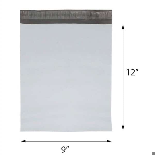 Opaque White Poly Mailer Bag, 2., PK1000, Width: 9