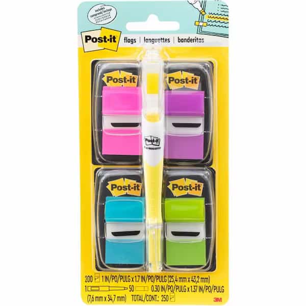 Post-itFlags 680PPBGVA, 1"x1.7", Asso, PK12