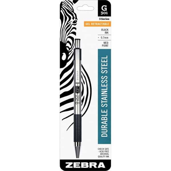 Zebra G-301 Black Retractable Gel Pen 1 pk