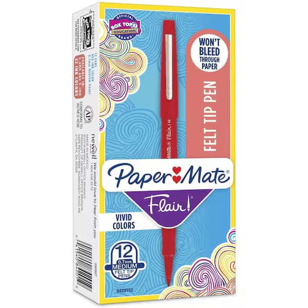 Porous Point Felt Tip Pen, Medium Red PK12