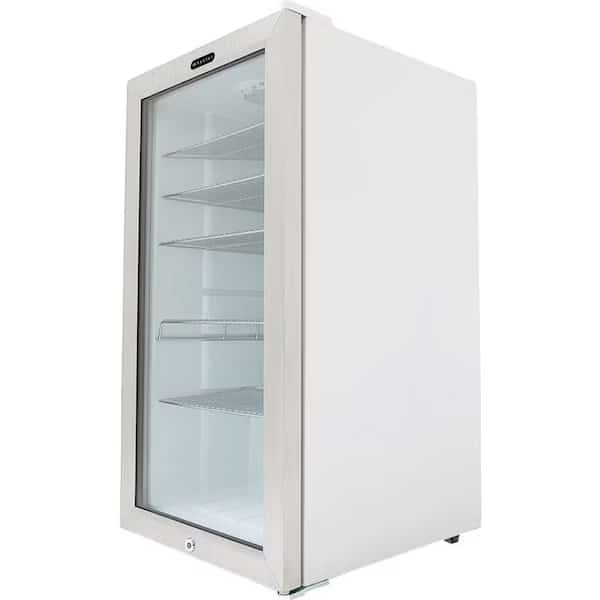 Beverage Refrigerator With Lock, Stainless Steel 120 Can Capacity