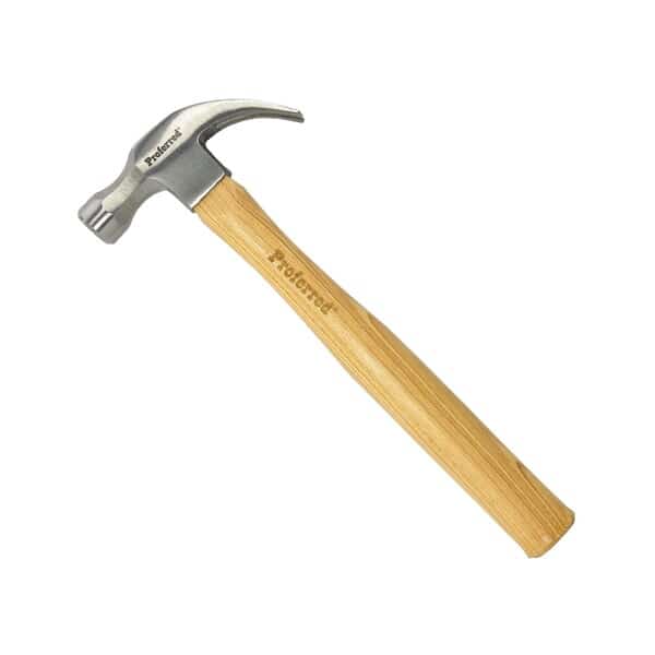 Curved Claw Hammer, 16 oz, Polished Face, Hickory Handle