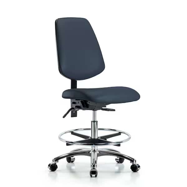 Bench Chair,Vinyl,Med,Bk,CF,Cast,Navy, Mfr#: BR-VMBCH-MB-CR-T1-A0-CF-CC-8582, BLUE RIDGE ERGONOMICS