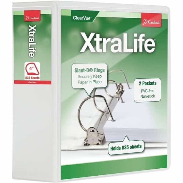 Xtralife ClearVue Locking SlantD Binders, White