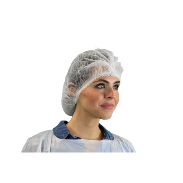 Hair Nets, Polypropylene, 24 in Dia., White, L, 1000 PK