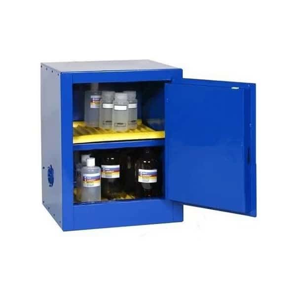 Corrosive Metal Safety Cabinet- 45 Gal/2 Shelf/2 Door/Manual- Blue