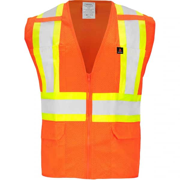 Hi-Vis FR Safety Vest XL Class 2 H Back, , Zipper 6 Pockets