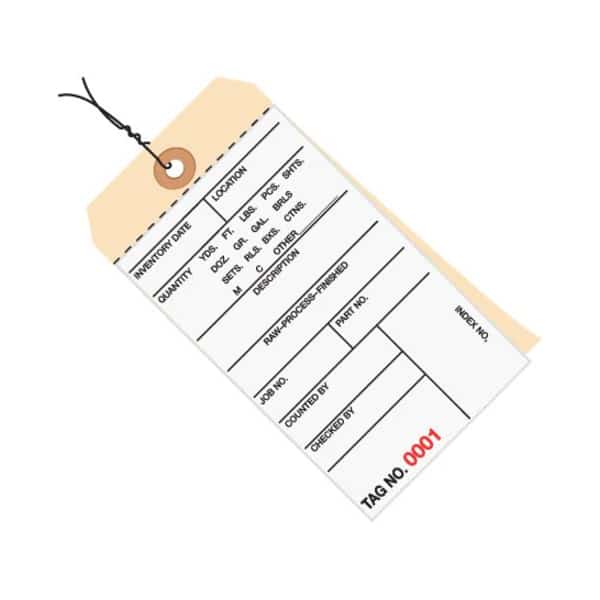Inventory Tag, 6 1/4x3 1/8", PK500, 10 Point Cardstock, 6 1/4" W, White/Manila, 500 PK