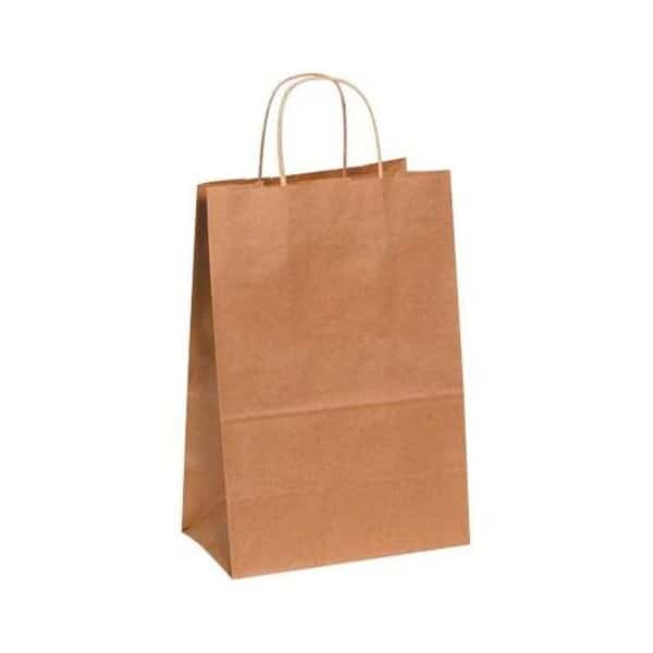 Paper Shopping Bags, 18 x 7 x 18", Kraft, PK200