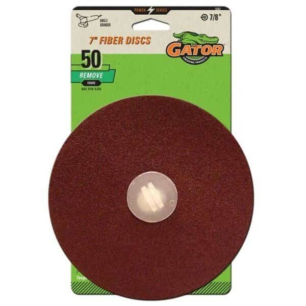 Fiber Disc, 7 in Dia, 50 Grit, Coarse, Aluminum Oxide Abrasive, Fiber Backing