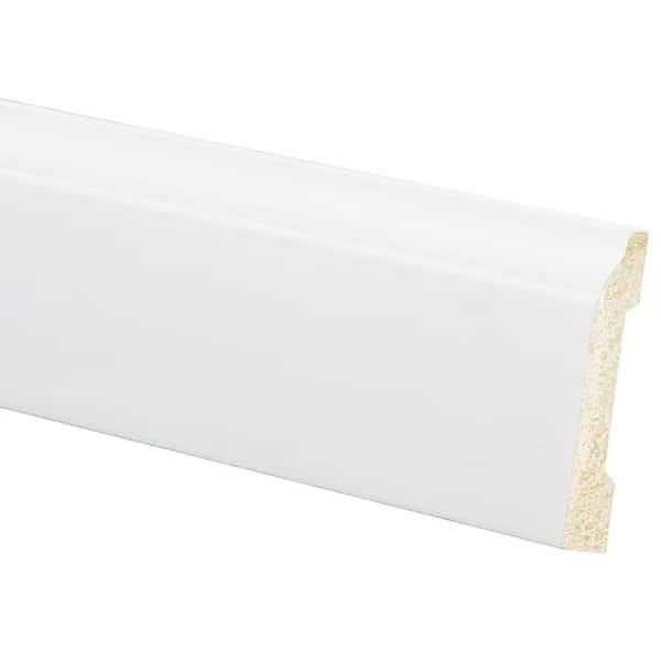 633 Base Moulding, 8 ft L, 3316 in W, 38 in Thick, Polystyrene, Crystal White