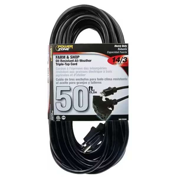 Extension Cord, Black, 50 ft