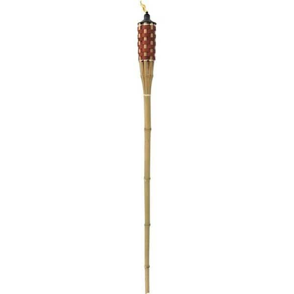 Y2568 Bamboo Torch, 60 in H, Bamboo, Fiberglass, and Metal, Brown, Natural Bamboo Finish