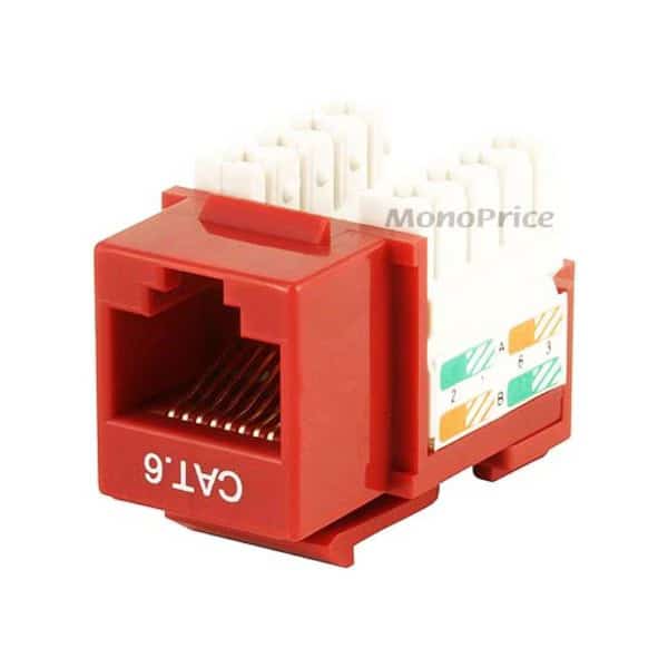 Datacom Jack, Cat6, Punch Down, Red, MONOPRICE, Mfr# 5383