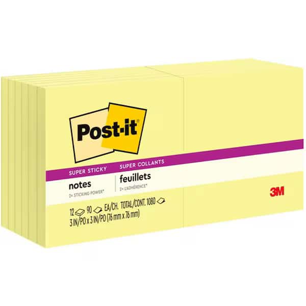 Sticky Notes,3" x 3",PK12, Mfr#: 654-12SSCY, POST-IT