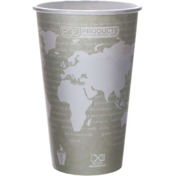 Eco-Products; Inc EPBHC16WAPK World Art Renewable Resource Hot Cups; 16 oz; Seafoam Green; 50-Pack