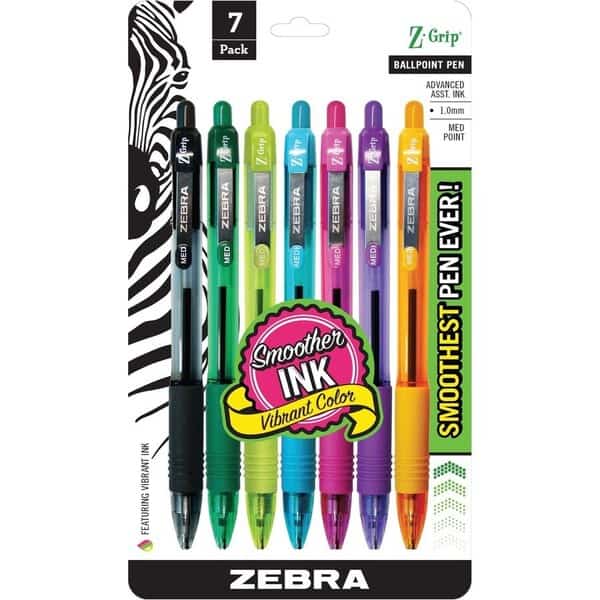 Z-Grip Retractable Ballpoint 1.0mm Fashion Assorted 7pk