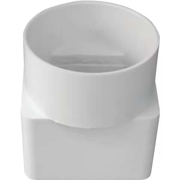 CANPLAS Downspout Adapter, 2 x 3 in Connection, Hub, PVC, White