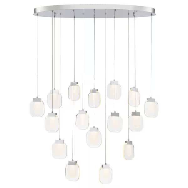 Cumberland Contemporary LED Pendant, 1-Light, 600 Lumens, Opal/Black