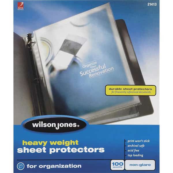 Sheet Protector,No Glare,PK100, Mfr#: W21413, WILSON JONES