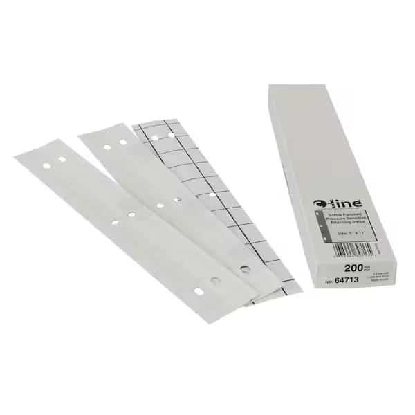3-Hole Punched Attaching Strip, Clear, Pk200