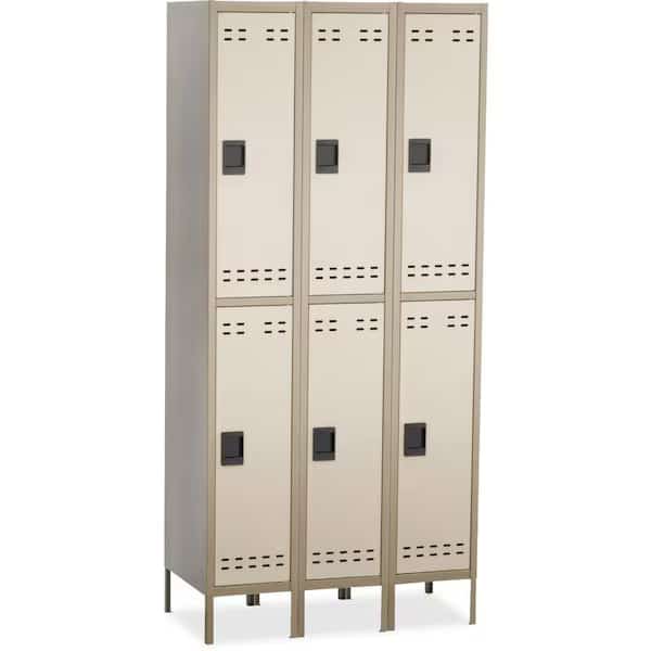 Wardrobe Locker, 36 in W, 18 in D, 78 in H, (2) Tier, (3) Wide, Tan