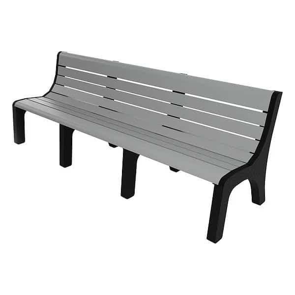 Outdoor Bench, 96 in L, Gray