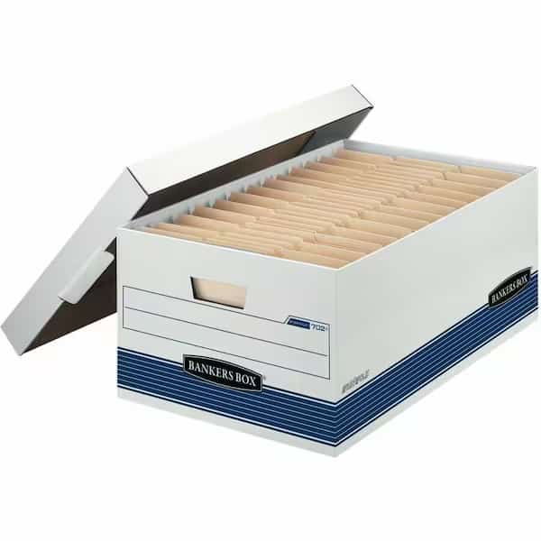 File Box, Corrugated Fiberboard, 15 in W, 24 in D, 10 in H, Lift-Off Locking Lid Closure