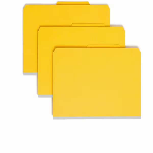 Smead Pressboard Folders with Two Pocket Dividers, Letter, Six-Section, Yellow, 10/Box