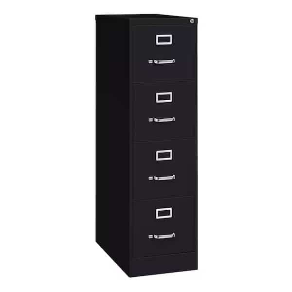 15" W 4 Drawer Vertical File Cabinet, Black, Letter