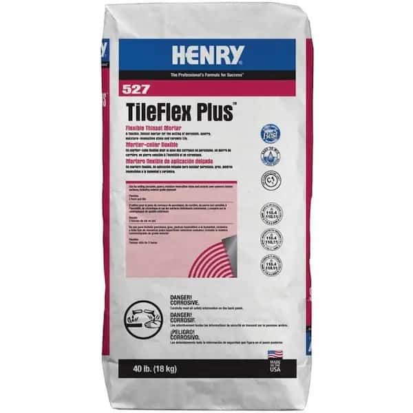 HENRY 527 TileFlex Plus Series 13080 Flexible Thin-Set Mortar, Fine Solid Powder, Gray, 40 lb Bag