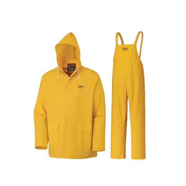 PVC Rainsuit, Yellow, Medium, Polyester, PVC, 0.35 mm Thick, Detachable, Yellow, M