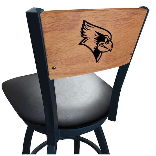 36" Blk Wrinkle Illinois State Swivel Bar Stool, Laser Engraved Back