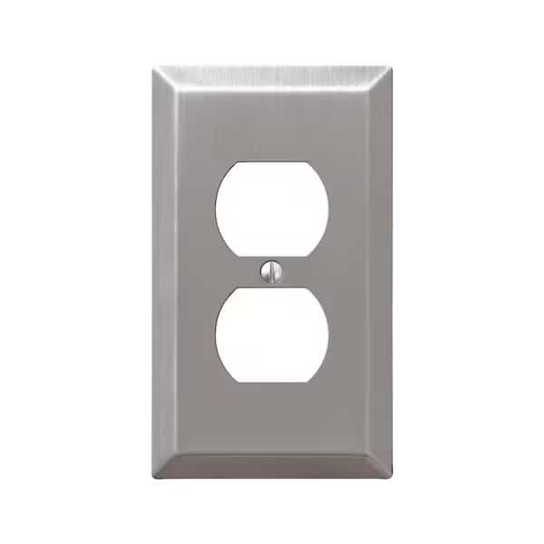 Century Outlet Wallplate, 41516 in L, 278 in W, 1 Gang, Steel, Brushed Nickel, Wall Mounting