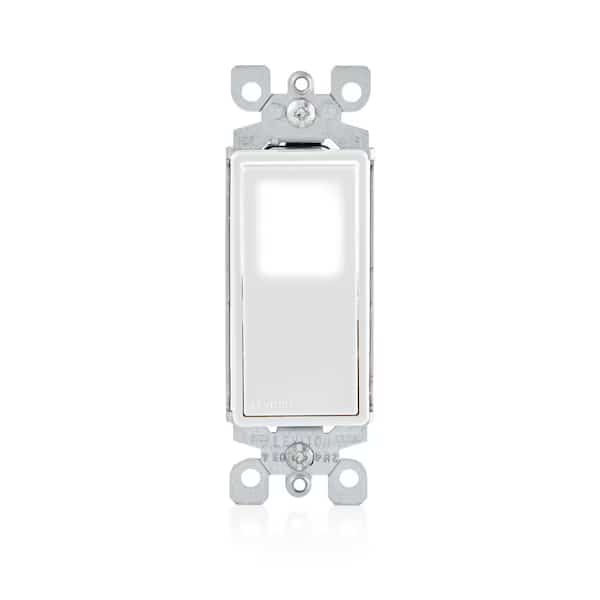 Leviton Decora 15 amps Single Pole Rocker Illuminated Switch White 1 pk