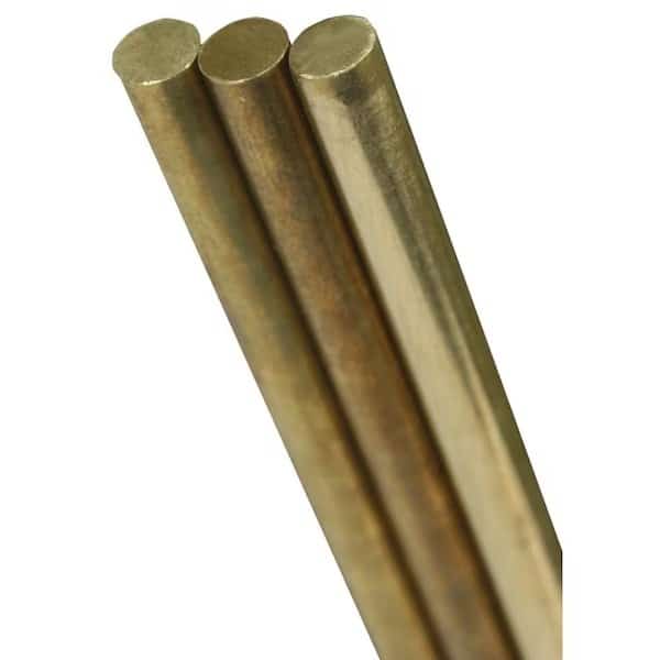 Decorative Metal Rod, 116 in Dia, 12 in L, 260 Brass, 260 Grade