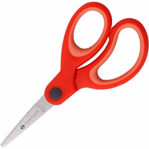 5 Kids Pointed End Scissors, Red