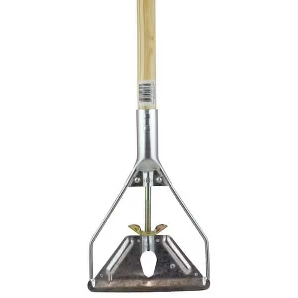 16089 Janitor Mop Stick, 54 in L, Wing Nut Screw Clamp, Lacquered WoodMetal, Silver