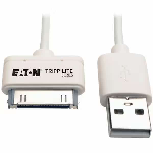 Charge Cable, Apple 30-Pin Dock, White, 3ft