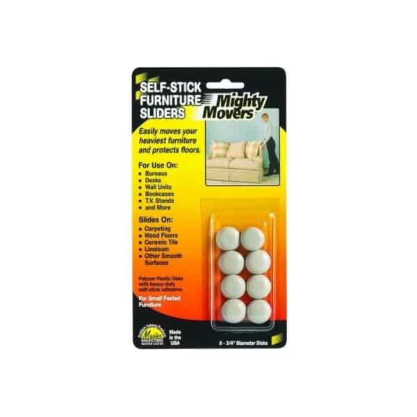 Furniture Glide, Self-Stick, Round, 3/4, PK8, MASTER CASTER, Mfr# 87001