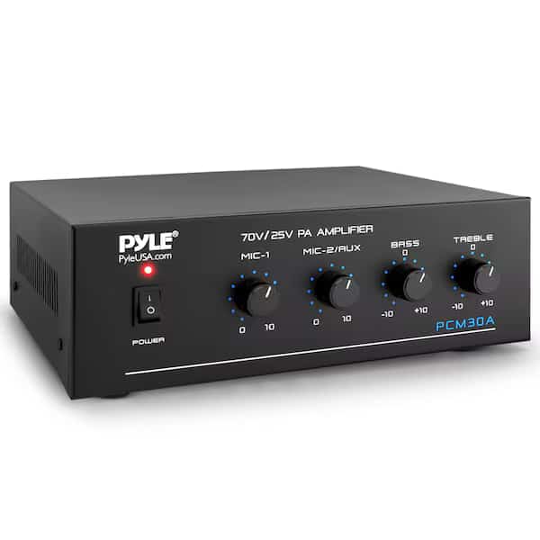 Pyle60W Compact Mini Home Power Amplifier - Bluetooth 5.0, 2 Mic Inputs, Tone Control
