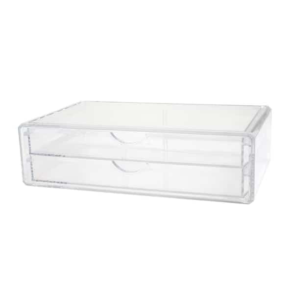 Brody Plastic Stackable Office Desktop Organizer Box with 2 Drawers, 12.75 x 7.75