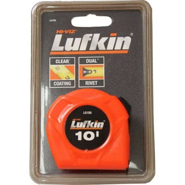 Crescent Lufkin HiViz Series Tape Measure, 10 ft L Blade, 12 in W Blade, Steel Blade, Plastic Case