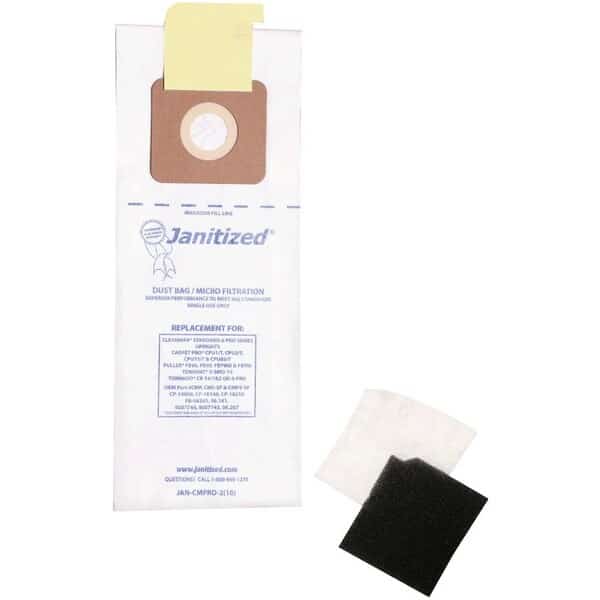 Filter Bag, Replaces Cleanmax Pro, PK10, 2-ply, Micro Filter, JANITIZED, Mfr# JAN-CMPRO-2(10)