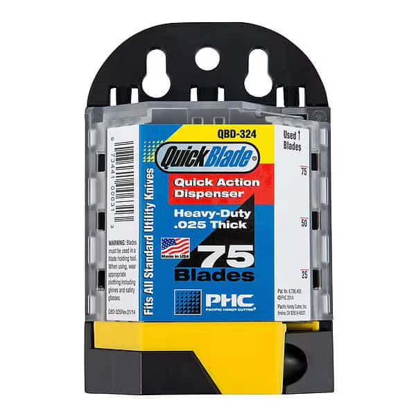 Utility Blade w/Dispenser, 3/4 In. W, PK75