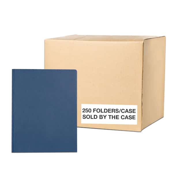 Case of Dark Blue Pocket Folders w/Prongs, 11.75"x9.5", Twin Pockets hold 25 sht ea, 11 pt tag board