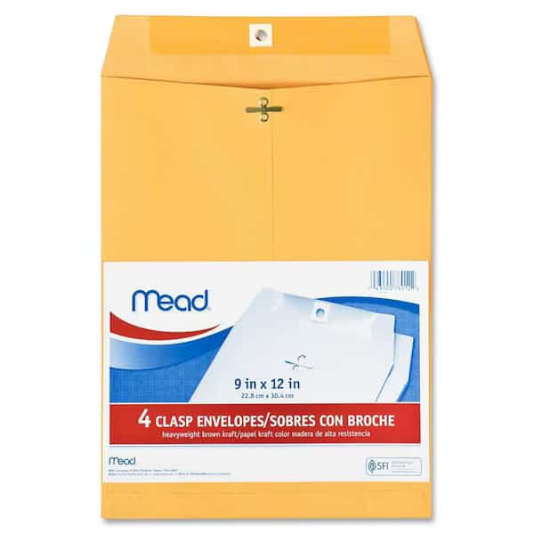 Mead 9 in. W X 12 in. L Other Brown Envelopes 4 pk