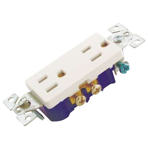 Straight Blade Receptacle, 5-15R, 15 A, 125V AC, 2 Pole, 3 Wire, Flush Mount, Single